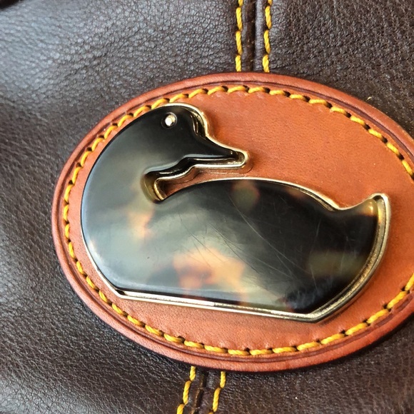 DOONEY & BOURKE rare tortoiseshell logo handbag brown leather - Picture 11 of 12
